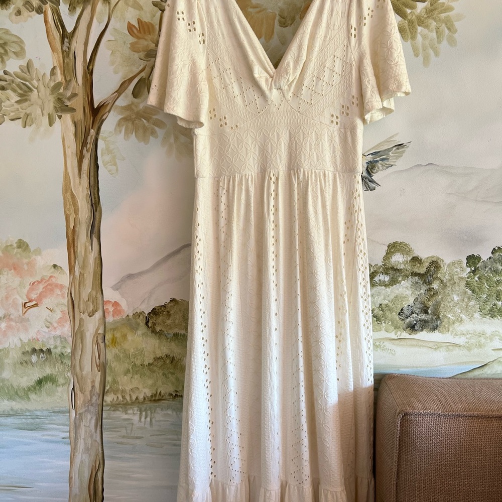 Maeve by anthropologie Elegant White Eyelet Dress